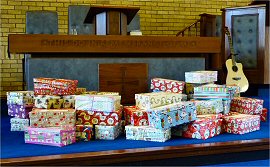 Christmas boxes for distribution by Blythswood Care